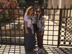 Dayspring alumna stand at the gate in Old Jerusalem.